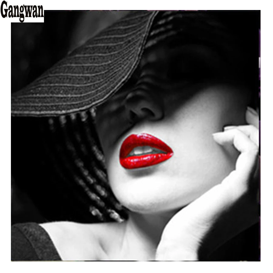 Алмазная вышивка с кристаллами черная белая красная красота узор крестиком