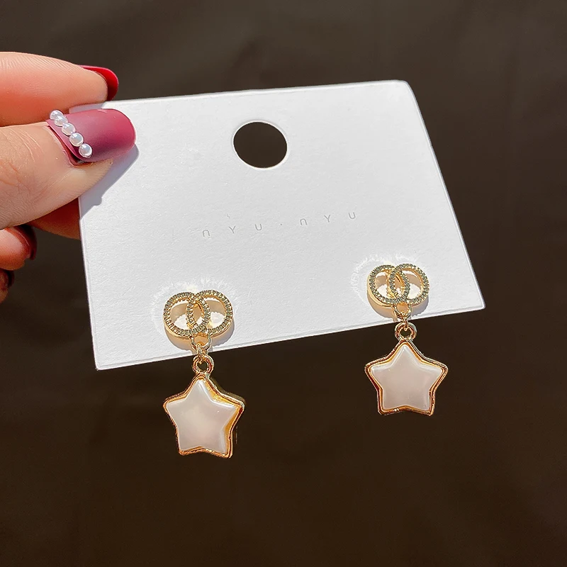 

Classic Fashion Square Natural Opal Gold Pendant Earrings for Woman New Luxury Statement Earrings Jewelry Accessories Gift