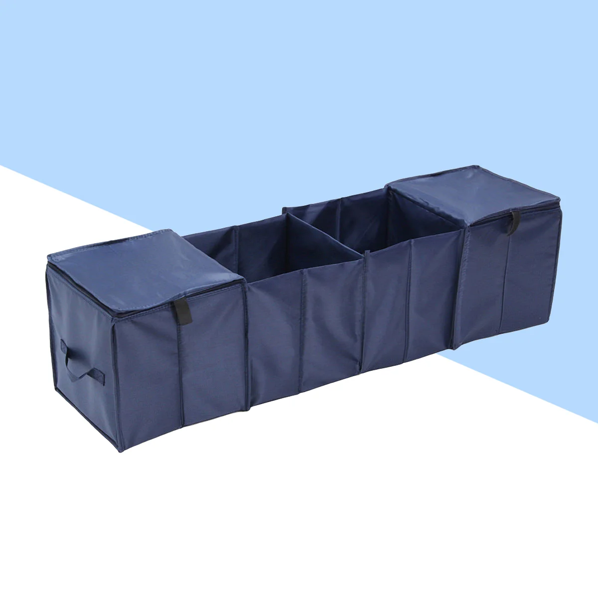 

Auto Trunk Storage Box Container Big Capacity Foldable Expandable Cargo Trunk Organizer 4 Grids Bin (Navy)