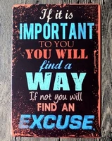 metal find a way not excuse painting poster warning metal framed wall art home wall decor shop wall shabby plaque sign