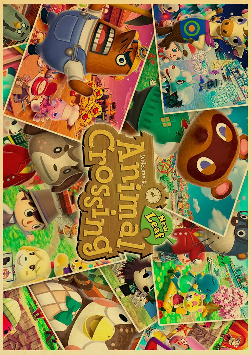 Горячая игра животное пересечение постер Ретро украшение стены живопись для