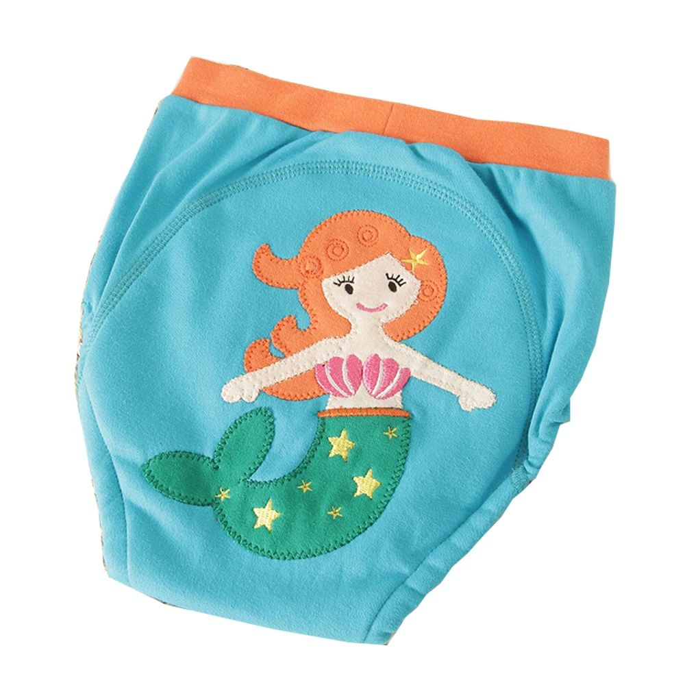 Reusable Cloth Diapers 4Layers Baby Cotton Training Pants Mermaid Baby Nappies for Girls Boys Cotton Panties Toddler Underwear
