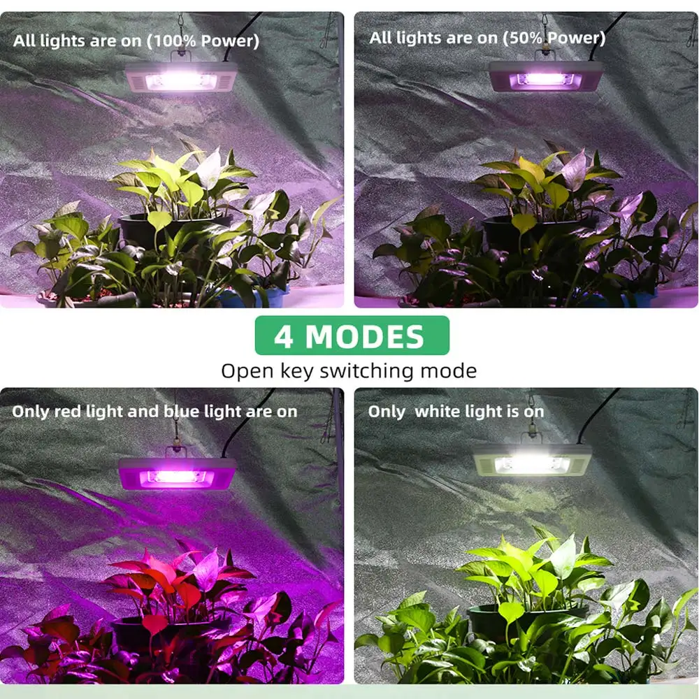 85-265 в LED Grow Light полный спектр 4 режима 50 Вт 56 светодиодов Водонепроницаемая лампа