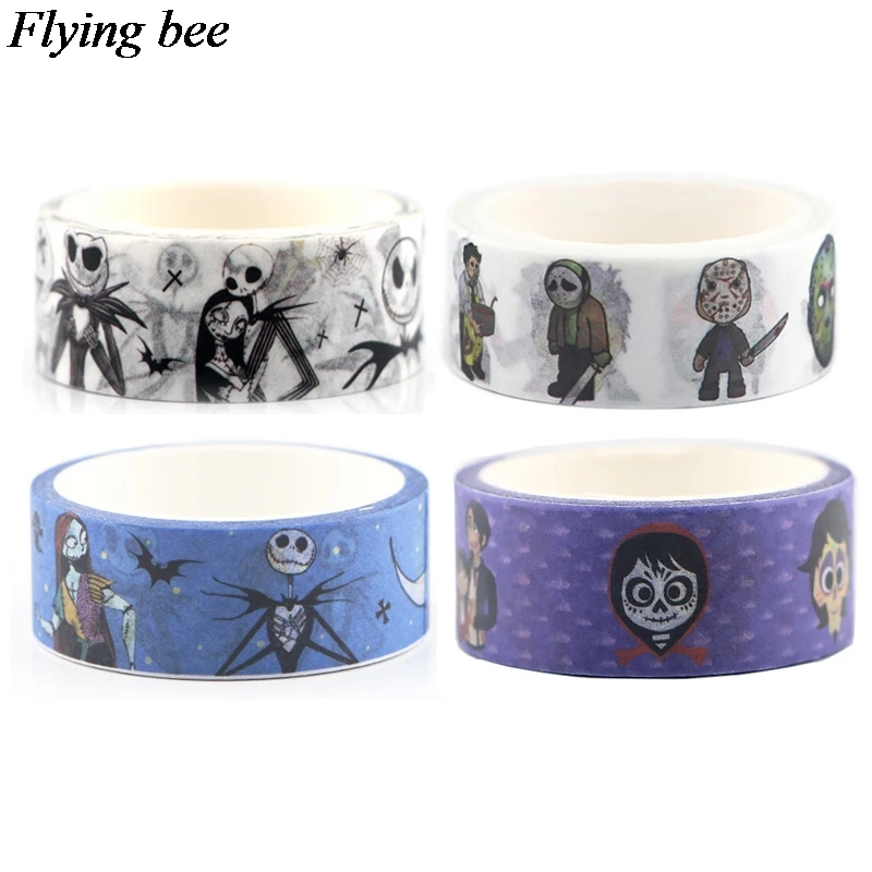Flyingbee 4 шт./компл. ужастиков лента с рисунками убийца клейкая лента ночь перед Рождеством Бумага лента Washi Стикеры комплект X0640