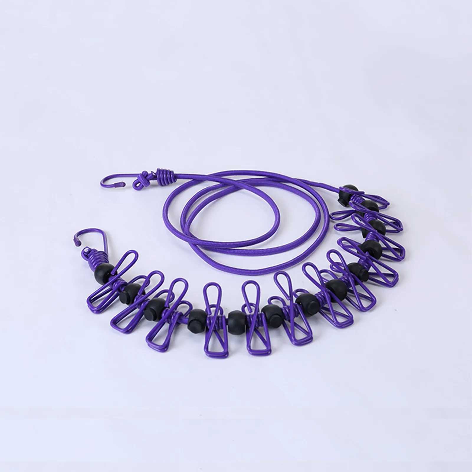 

1 piece of 4-color laundry rope windproof stretch portable clothesline with 12 clips suitable for outdoor garden and indoor use