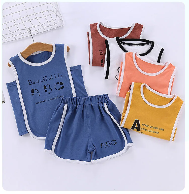 

Летняя детская одежда, спортивная футболка с круглым вырезом для маленьких мальчиков, шорты, 2 шт./компл., Одежда для младенцев, детский хлопк...
