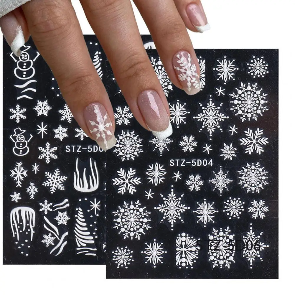 

50% Hot Sale Nail Sticker Snowflake Christmas Tree Nail Design Creative Nail Adhesive Decor Decals for Christmas Party