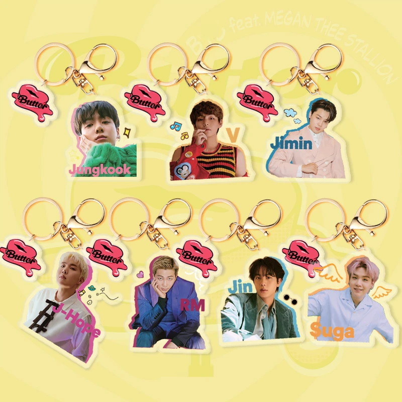 

Wholesale Kpop Idol Bangtan Boys Butter Weverse Magazine Key Ring Cute Key Chain Pendant Keyring Plastic Acrylic Accessories