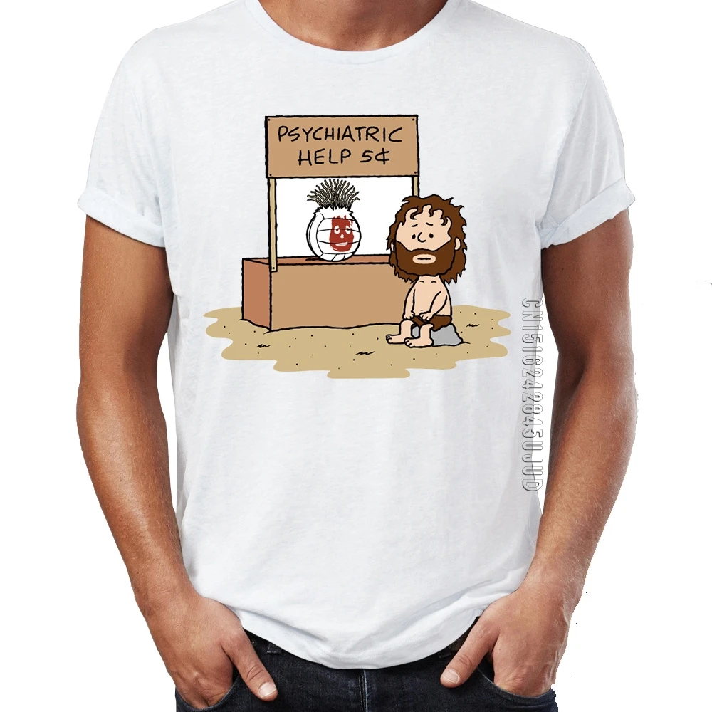 

Men's T Shirt Psychiatric Help By The Volleyball Cast Away Funny Artwork T-shirts Homme Graphic Tops & Tees O-Neck