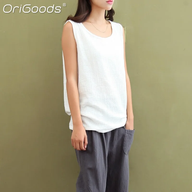 Женская хлопковая майка с круглым вырезом без рукавов|tank top loose|womens tank tops loosewomen |