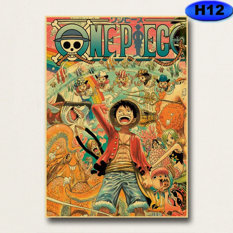 

16 Styles Vintage Kraft Paper Poster Classic Anime One Piece Character Collection Retro Posters Home Decor Painting Wall Sticker