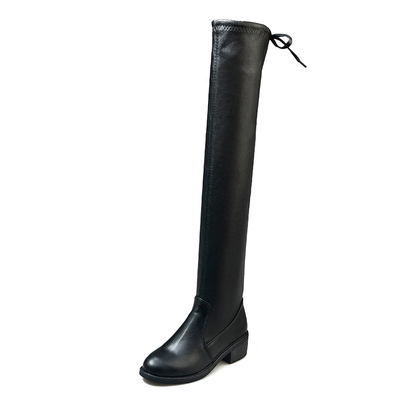 

Women Over The Knee Boots Lace Up Black Platform Ladies Boot Thick Heels Suede 2021 Korean Style Casual Shoes Sexy Autumn Winter