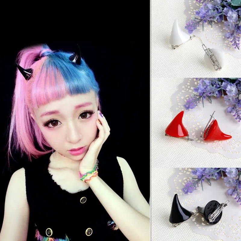 

2Pcs Women Chic Halloween Stereo Devil Horns Ears Clip Hairpin Hair barrettes New 2018
