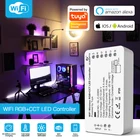 Умная Светодиодная лента GLEDOPTO DC12-24V RGB + CCTRGBW Tuya, управление голосом, Wi-Fi, работает с приложением для умной жизни Google Home