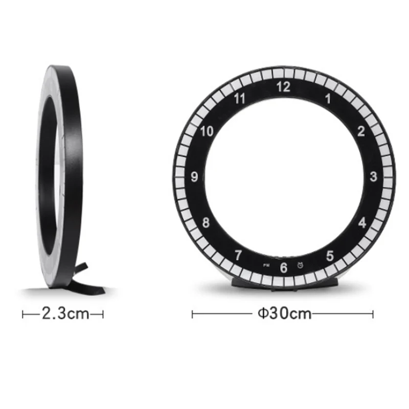 

USB LED Digital Wall Clock Modern Design Dual-Use Dimming Digital Circular Photoreceptive Clocks for Home Decoration