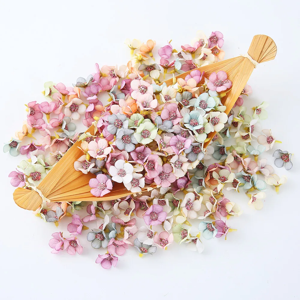 

500Pcs 2cm Multicolor Daisy Flower Heads Mini Silk Artificial Flowers for Wreath Scrapbooking Home Wedding Decoration