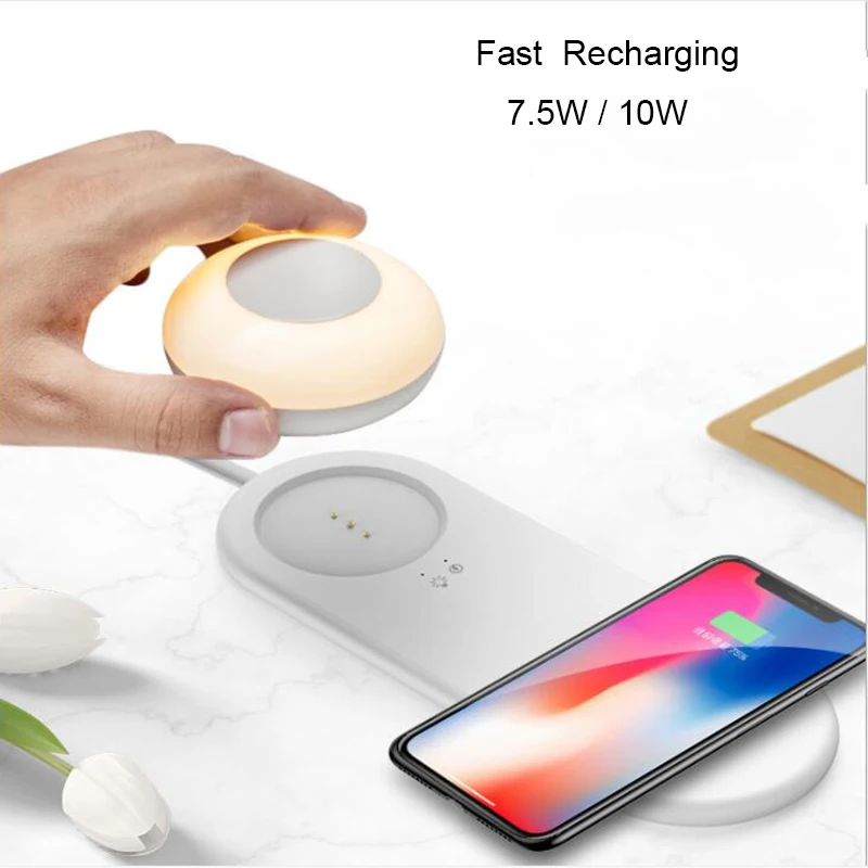 android apple mobile phone wireless charging with magnetic touch dimming table night light creative bedside lamp for bedroom free global shipping
