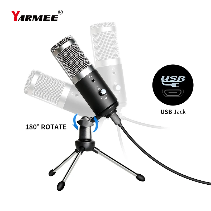 Профессиональный студийный USB микрофон конденсаторный для подкастов
