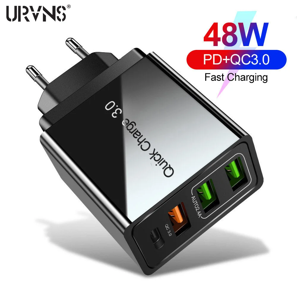 URVNS 30 Вт 48 Цифровой дисплей QC3.0 USB быстрое зарядное устройство для iPhone адаптер 3A