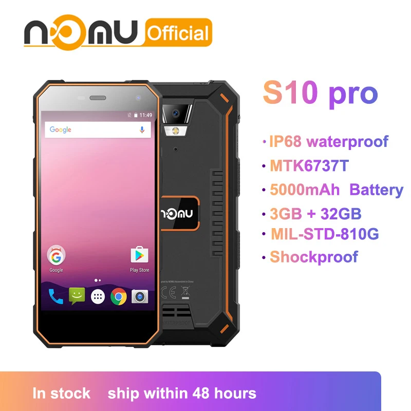 Nomu S10 Pro IP68 водонепроницаемый смартфон MTK6737T четырехъядерный Android 7,0 5000 мАч Быстрая зарядка 3 ГБ+ 32 Гб 5," ударопрочный мобильный телефон