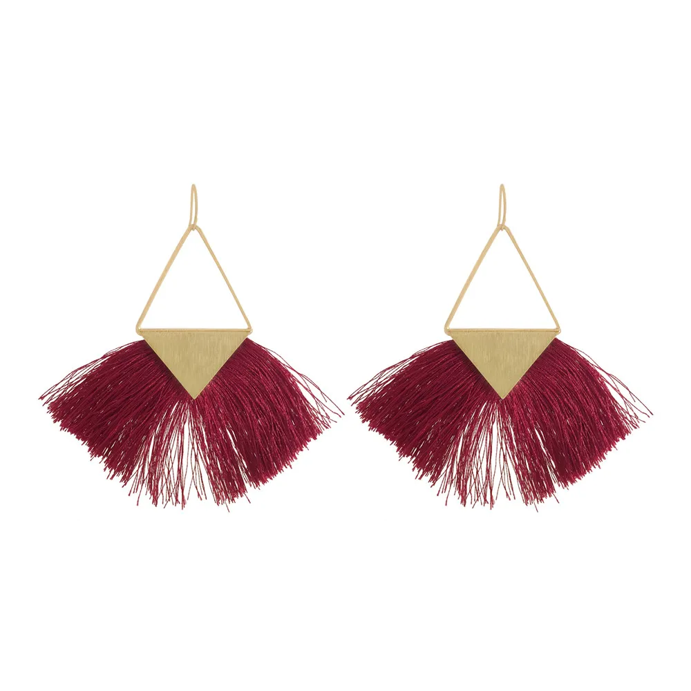 Золотой цвет богемы покрытие зажима треугольника бордового цвета с кисточками