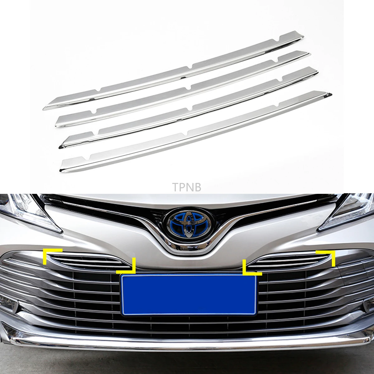 Для Toyota Camry Передняя решетка сетки Нержавеющая сталь отделочная полоса Стикеры передняя решетка под давлением автомобилей Средства для укладки волос 4 шт./компл