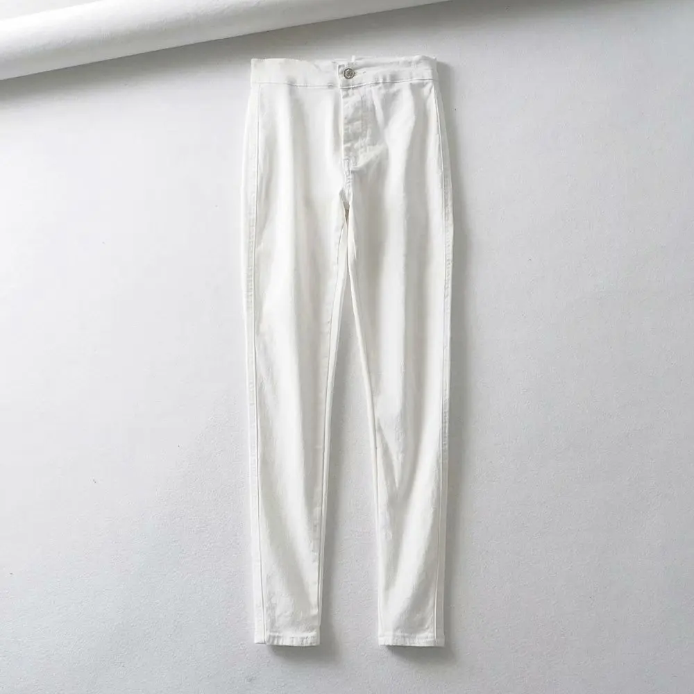 

2020 New Arrivals Woman Autumn High Waist Ladies Jeans Solid Plus Size High Street Denim Skinny Stright Pants
