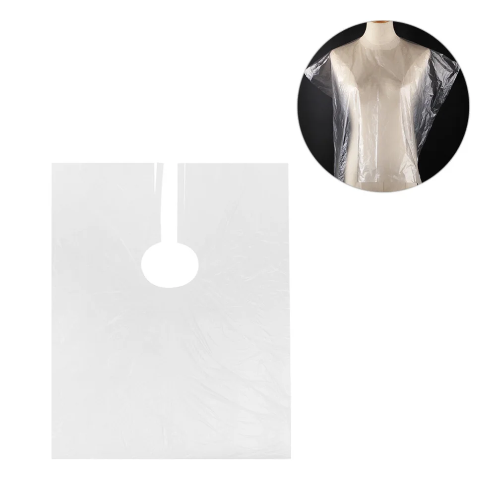 

100PCS Hairdressing Shawls Professional Ironing Dyeing Hair Capes Transparent Haircut Neckerchief No-wash Hair Cutting Apron Dis
