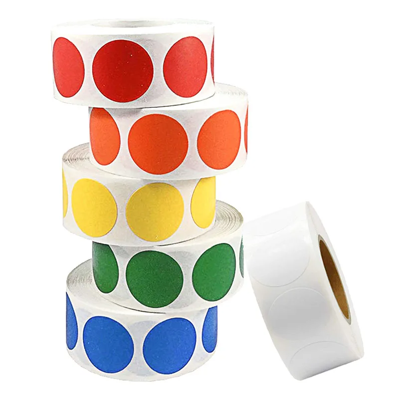 Chroma-etiquetas adhesivas de 1 pulgada para ni&ntilde;os, etiquetas adhesivas de colores, 500/rollo, para decoraci&oacute;n de juguetes, para profesores-0