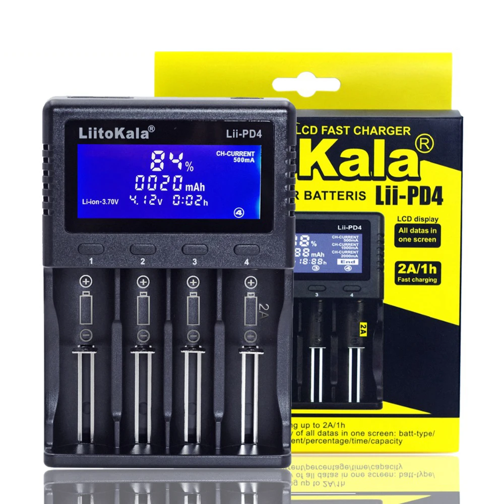 

Liitokala Lii-402 100 202 S1 PD4 LCD Charger 1.2V 3.7V 3.85V AA/AAA 26650 18350 14500 16340 25500 NiMH lithium battery charger