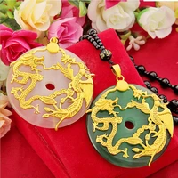 hi diy japan and south korea couples long feng 24k gold pendant necklace for party jewelry with chain choker birthday gift girl