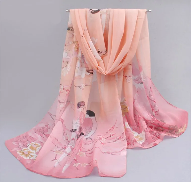 New Chiffon Scarves Summer Silk Scarf Thin Shawls And Wraps Foulard Flower Hijab Stoles | Аксессуары для одежды