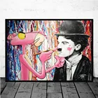 Абстрактный розовый леопард граффити Искусство Забавный постер картина украшение холст настенная печать украшение для дома гостиной