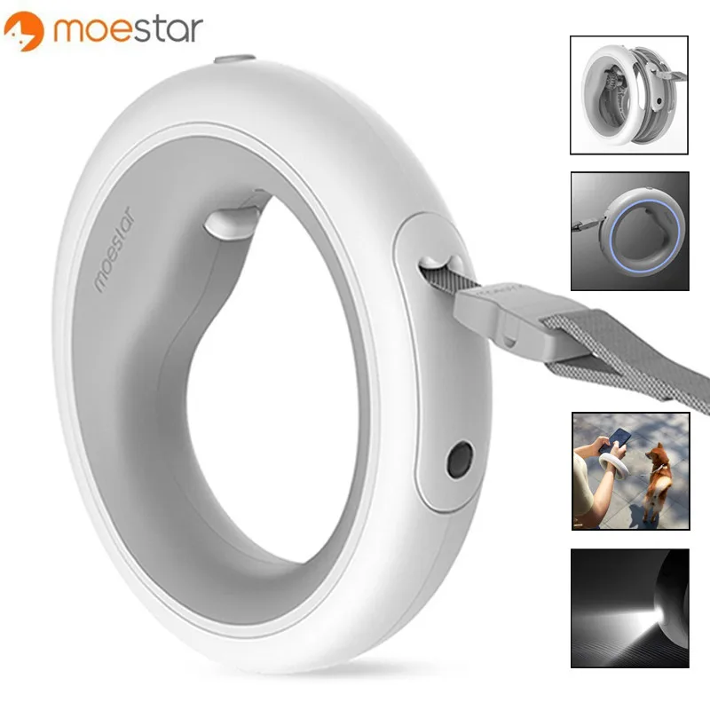 

2022 New MOESTAR Retractable Pet Leash Ring Flexible 3.0m Dog Traction Rope Pet Collar LED Night Light Update Version