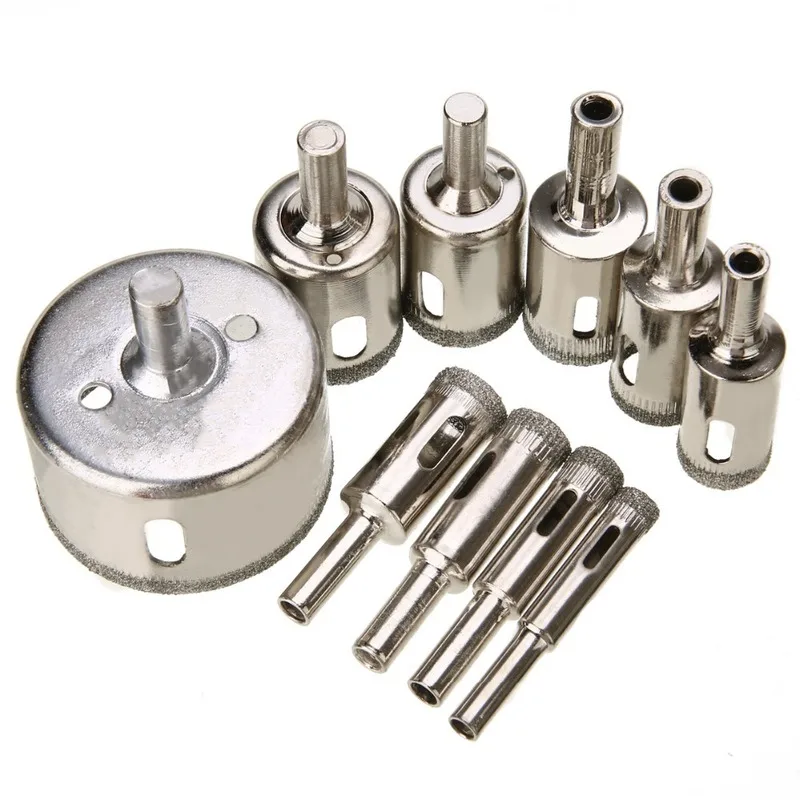 

10pcs 8-50mm Diamond Coated Drill Bits Cutter Opener Bits Bead Dresser Hole Saw Drill Bit