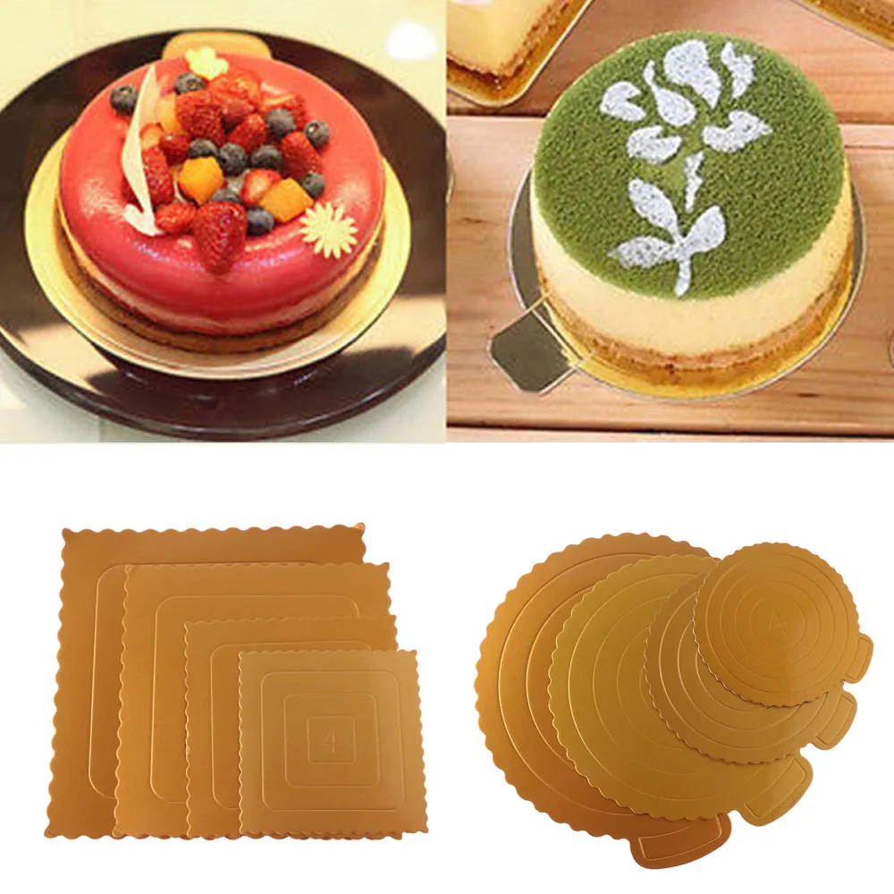 Круглый квадратный бумажный мусс доски для тортов Золотая еда десерт дисплей
