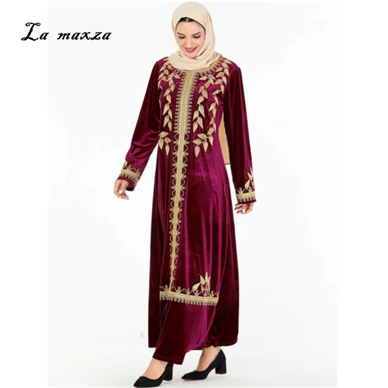 

Hijab for Muslim Dresses Long Muslim Dress Velvet Muslim Party Evening Dress Arabic Hijab Dress Elegant