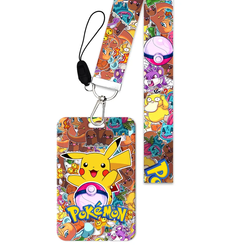 

Pokemon Card Anime Cartas Pokemon Pikachu Holder Lanyard Cartoon Hand Strap ID Holder Car Key Chain Jewelry For Childs Toys