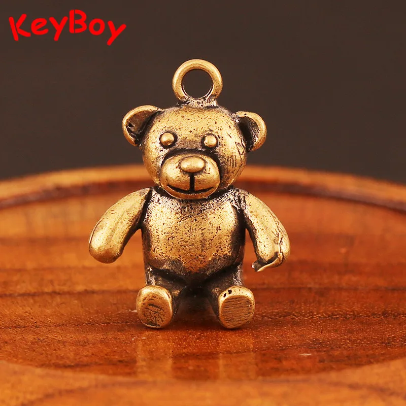 Медный кулон в виде мультяшного медведя ручной работы металлическая латунная игрушка животных мужской