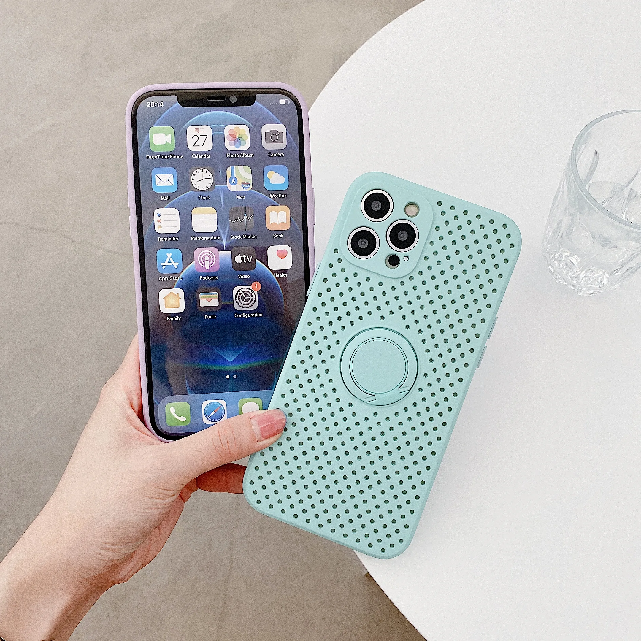 

Heat Dissipation With Kick Stand Phone Case For iPhone 12 11 Pro Max XS Max XR XS X Silicagel Shockproof Back Cover