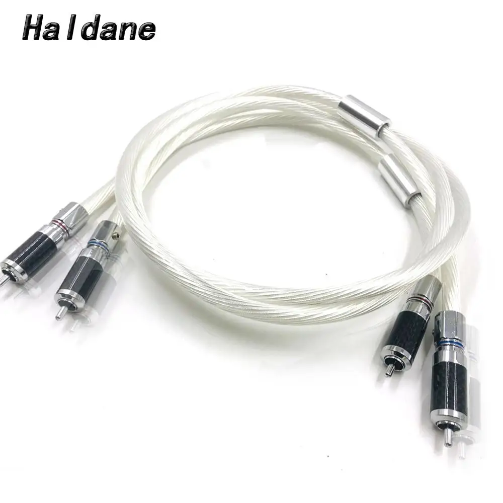 

Haldane Pair HIFI Rhodium plated RCA Interconnect Cable Hi-end Pure Silver 7NOCC Cable 2 RCA Male Cable Cord