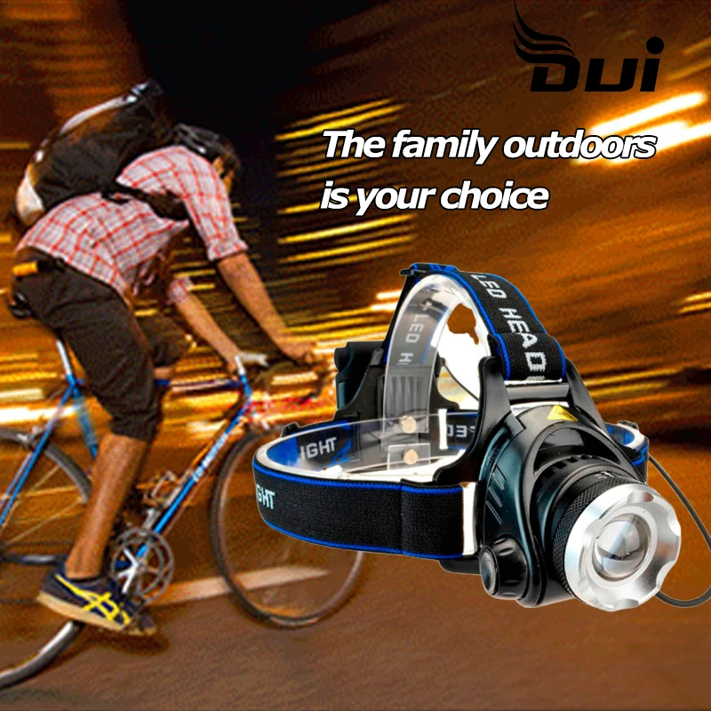 DUI T6 18650 мощный перезаряжаемый налобный фонарь для рыбалки велосипеда 4