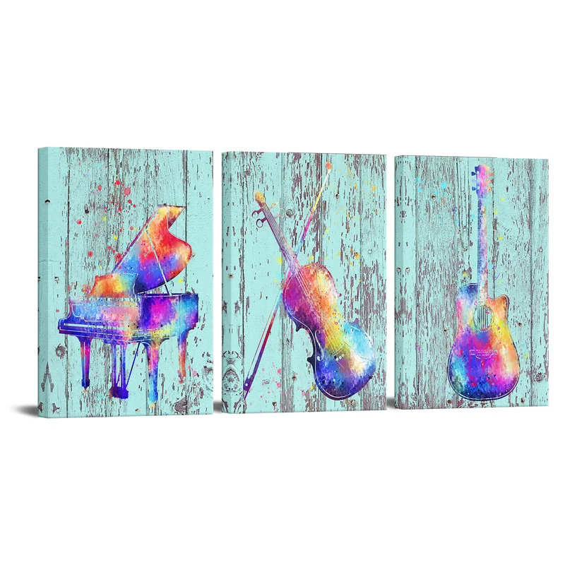 

3 Pieces Canvas Posters and Prints Bedroom Musical Instrument Poster Print Home Decor Poster Oil Painting for Room Decoration