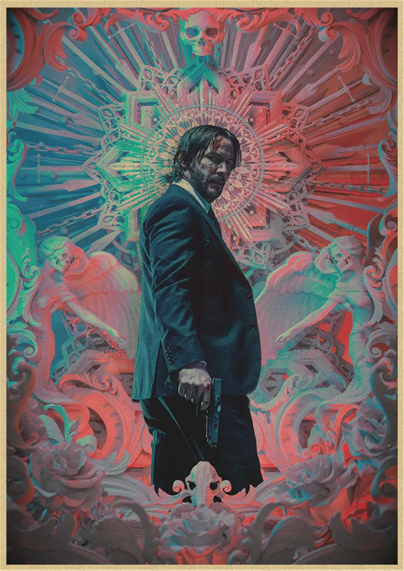 Постер фильма Джон уик винтажный постер из крафт-бумаги для дома кафе бара