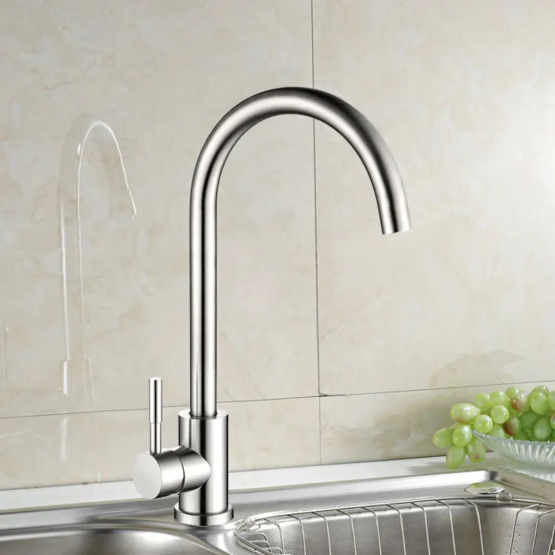 

Stainless Steel Kitchen Faucet Classic Curved Outlet Pipe Tap Single Handle Cold and New Water Mixer Sink Faucet Single handle