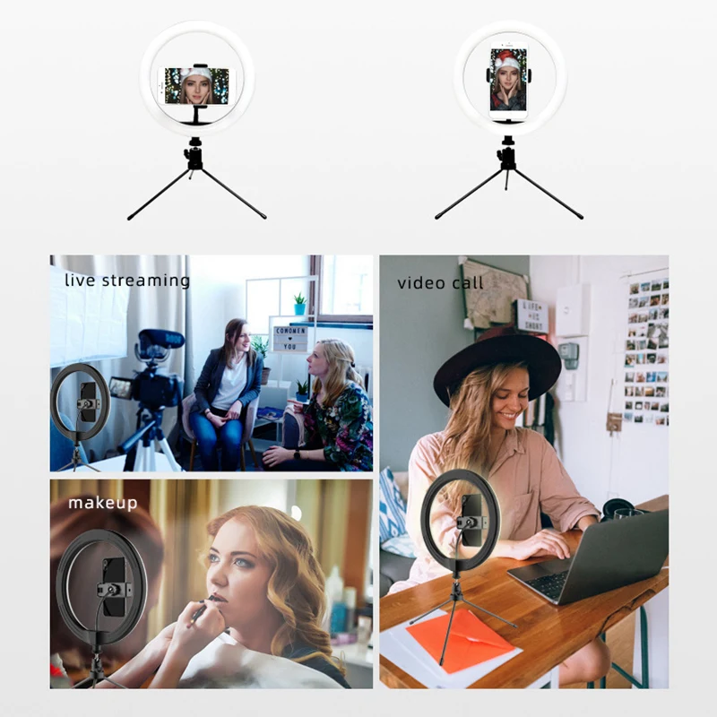 

Selfie Ring Light Dimmable 10 Inch/ 26cm Ring Lamp with Tripod for Youtube Makeup Photography Vlog