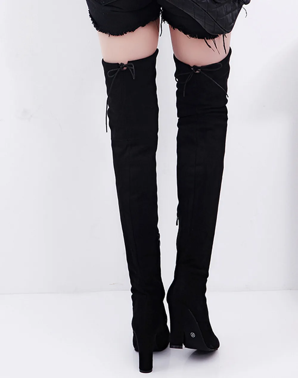 Новинка 2019 года облегающие ботфорты женские эластичные высокие сапоги из