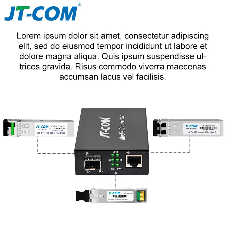 10G Улучшенный SFP + медиаконвертер 10GBase-T Ethernet коммутатор RJ45 в оптоволоконный