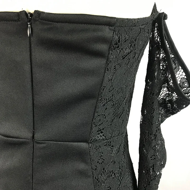 

New Arrivals Women Graceful Printing Mermaid Dresses 2021 Spring Lady's Slash Neck Lace Flared Sleeve Bodycon Floor-Length Dress