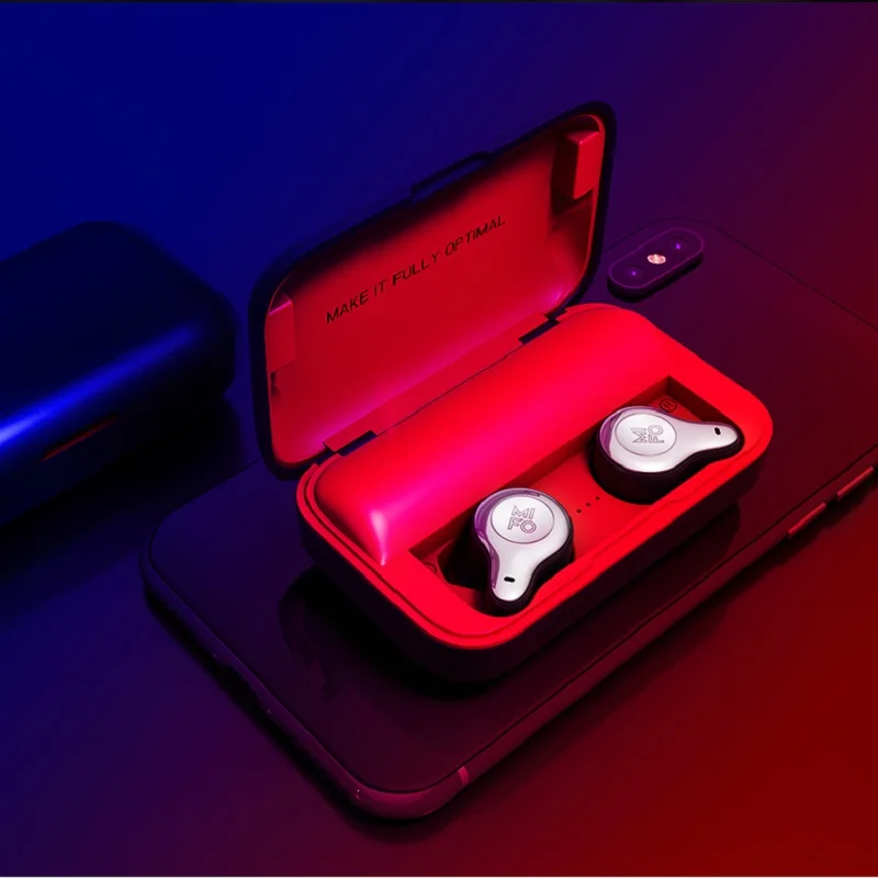 RED Mifo O2 TWS 5,0 Bluetooth настоящие Беспроводные наушники с сенсорным управлением спортивные наушники 3D стерео бас с зарядным устройством - Цвет: RED